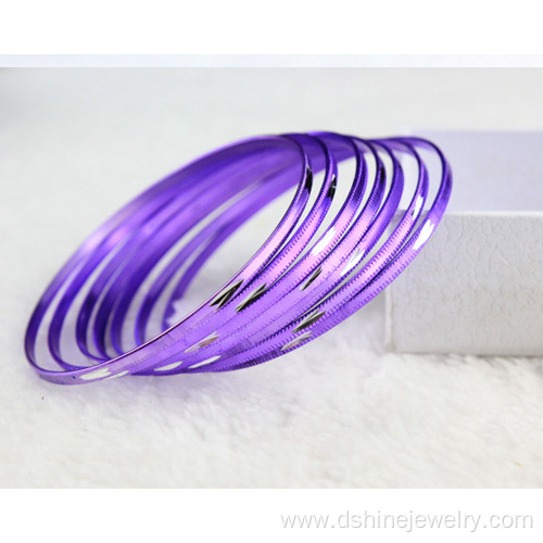 Engraved Thin Aluminium Bangles Bracelets Plated Colors